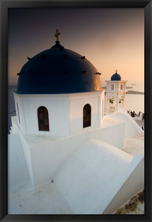 Framed Small Town of Imerovigli, Santorini, Greece Print