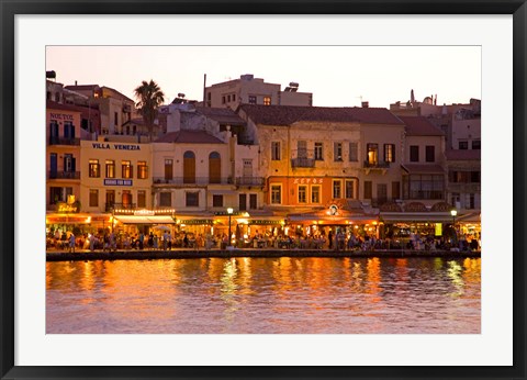 Framed Old Harbor, Chania, Crete, Greece Print