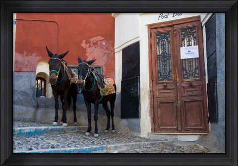 Framed Town of Fira, Santorini, Greece Print