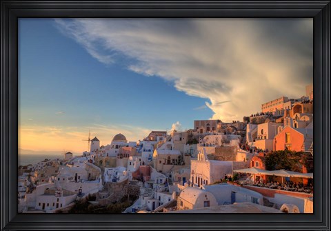 Framed Greece, Santorini, Oia, Colorful Buildings Print