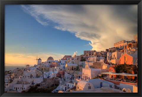 Framed Greece, Santorini, Oia, Colorful Buildings Print