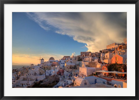 Framed Greece, Santorini, Oia, Colorful Buildings Print