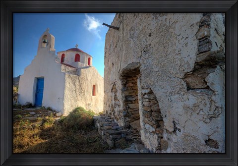 Framed Old building and Chapel in central island location, Mykonos, Greece Print