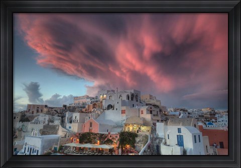 Framed Sunset over Oia, Santorini, Greece Print