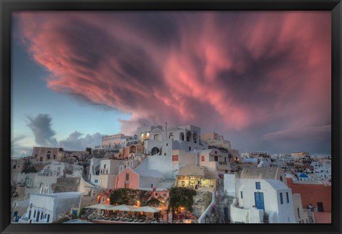 Framed Sunset over Oia, Santorini, Greece Print