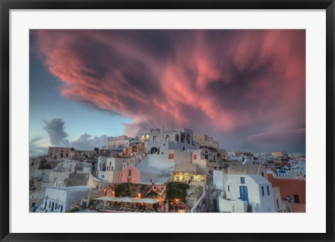 Framed Sunset over Oia, Santorini, Greece Print