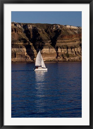 Framed Greece, Cyclades, Santorini, Sailing Print