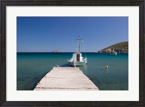 Framed Greece, Dodecanese, Patmos, Fishing boat Print