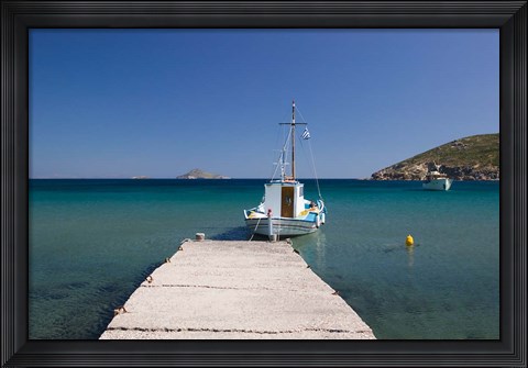 Framed Greece, Dodecanese, Patmos, Fishing boat Print