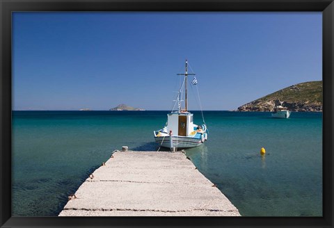 Framed Greece, Dodecanese, Patmos, Fishing boat Print