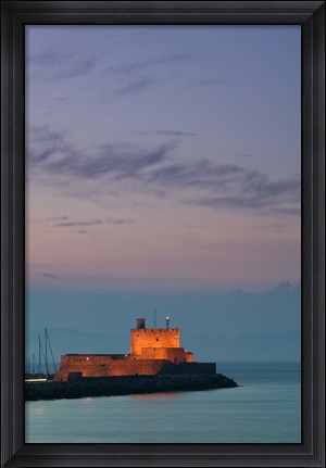 Framed Greece Rhodes, Mandraki, Agios Nikolaos Lighthouse Print