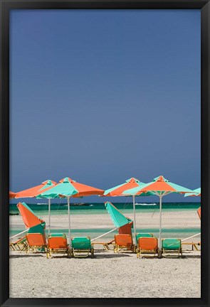 Framed Greece, Crete, Hania, Elafonisi Beach Umbrellas Print