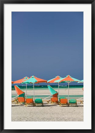 Framed Greece, Crete, Hania, Elafonisi Beach Umbrellas Print