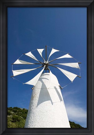 Framed Greece, Crete, Iraklio, Ano Kera, Cretan Windmill Print
