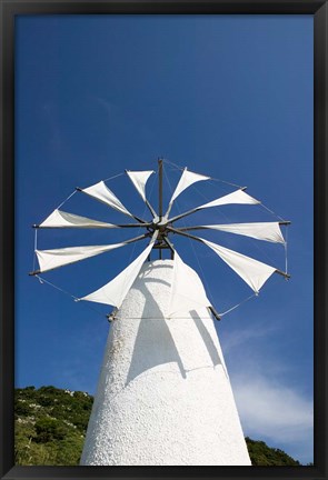 Framed Greece, Crete, Iraklio, Ano Kera, Cretan Windmill Print