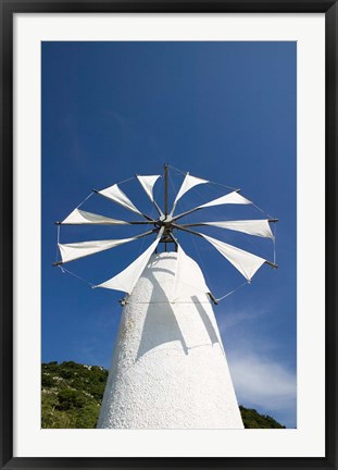 Framed Greece, Crete, Iraklio, Ano Kera, Cretan Windmill Print