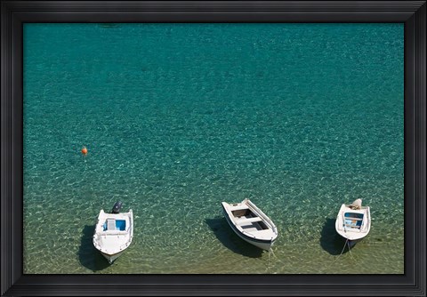 Framed Greece, Dodecanese, Rhodes, Lindos Harbor, Boats Print