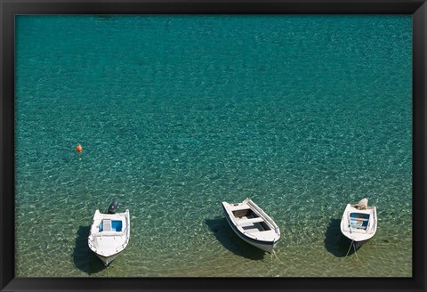 Framed Greece, Dodecanese, Rhodes, Lindos Harbor, Boats Print