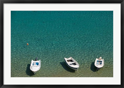 Framed Greece, Dodecanese, Rhodes, Lindos Harbor, Boats Print