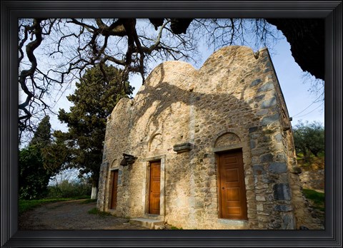 Framed Byzantine church near Kastelli, Church Ayios Panteleimon, Crete, Greece Print