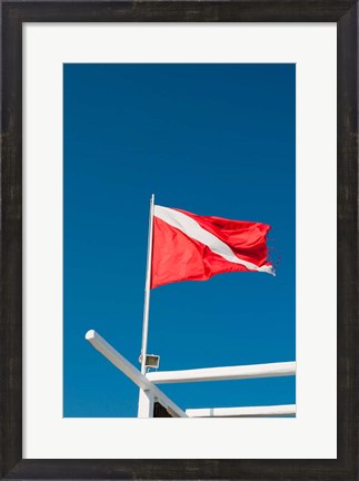 Framed Diving Flag, Mykonos, Cyclades, Greece Print
