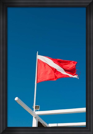 Framed Diving Flag, Mykonos, Cyclades, Greece Print