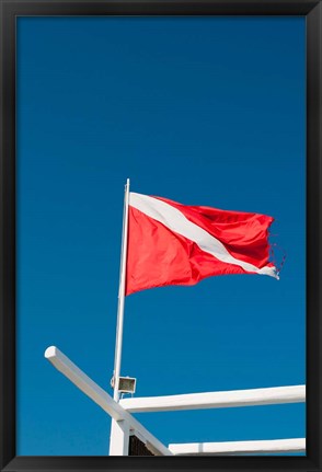 Framed Diving Flag, Mykonos, Cyclades, Greece Print