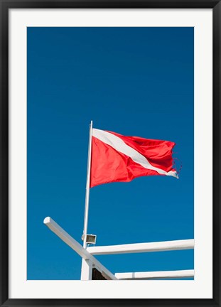 Framed Diving Flag, Mykonos, Cyclades, Greece Print