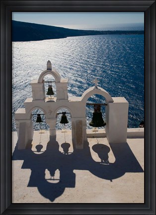 Framed Bell Tower overlooking The Caldera, Oia, Santorini, Greece Print