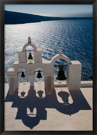 Framed Bell Tower overlooking The Caldera, Oia, Santorini, Greece Print