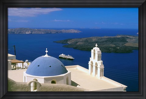 Framed Kimisis Theotokov Church, Thira, Santorini, Cyclades Islands, Greece Print