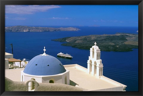 Framed Kimisis Theotokov Church, Thira, Santorini, Cyclades Islands, Greece Print