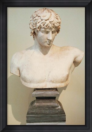 Framed Antinous Bust, Statue, Athens, Greece Print