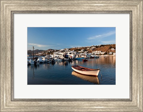 Framed Boats in harbor, Chora, Mykonos, Greece Print