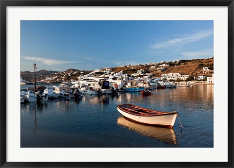 Framed Boats in harbor, Chora, Mykonos, Greece Print