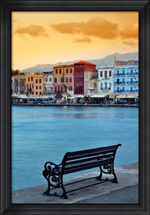 Framed Chania at dusk, Chania, Crete, Greece Print