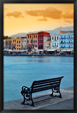 Framed Chania at dusk, Chania, Crete, Greece Print