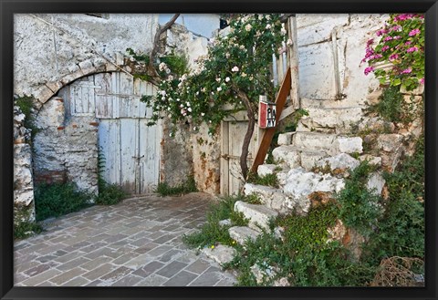 Framed Old door, Chania, Crete, Greece Print