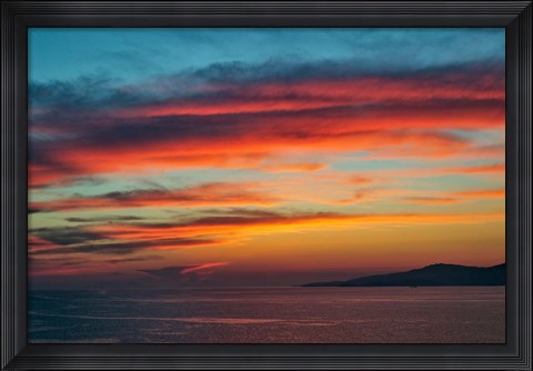 Framed Sunset, Mykonos, Greece Print