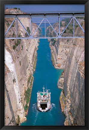 Framed View of Corinth Canal, Corinthia, Corinth, Peloponnese, Greece Print