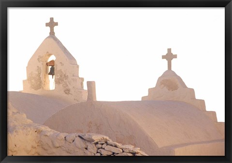 Framed Bell of Greek Orthodox Church, Mykonos, Cyclades, Greece Print