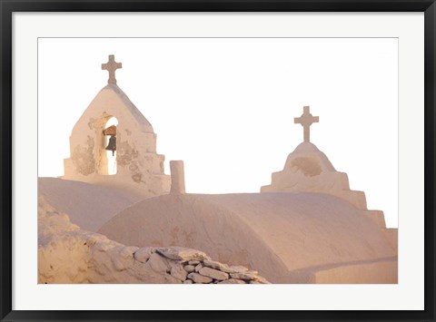 Framed Bell of Greek Orthodox Church, Mykonos, Cyclades, Greece Print