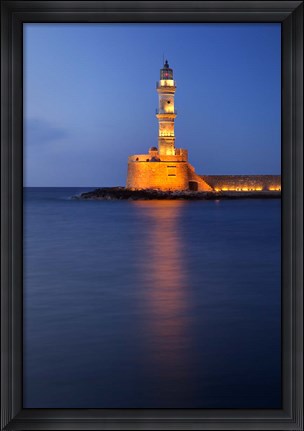Framed Chania Lighthouse, Crete, Chania, Greece Print