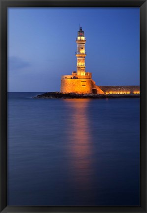 Framed Chania Lighthouse, Crete, Chania, Greece Print