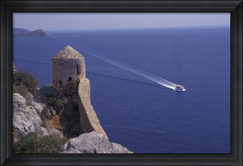 Framed High Fortress of Upper Village, Monemvasia, Greece Print