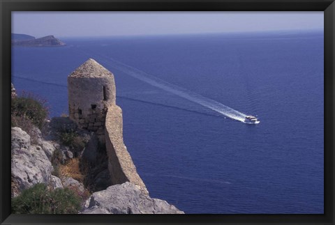 Framed High Fortress of Upper Village, Monemvasia, Greece Print