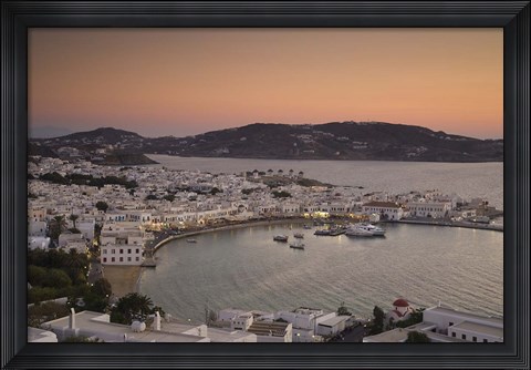 Framed Just After Sunset, Hora, Mykonos, Greece Print