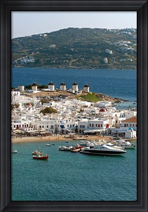 Framed Greece, Mykonos, Chora, Inner Harbor of Mykonos Print