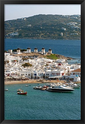 Framed Greece, Mykonos, Chora, Inner Harbor of Mykonos Print