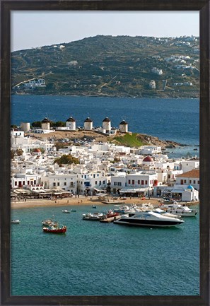 Framed Greece, Mykonos, Chora, Inner Harbor of Mykonos Print